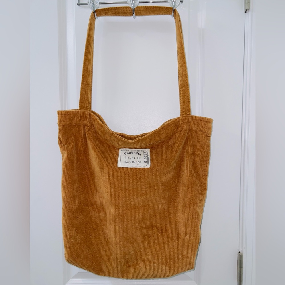 Tan Corduroy Tote Bag